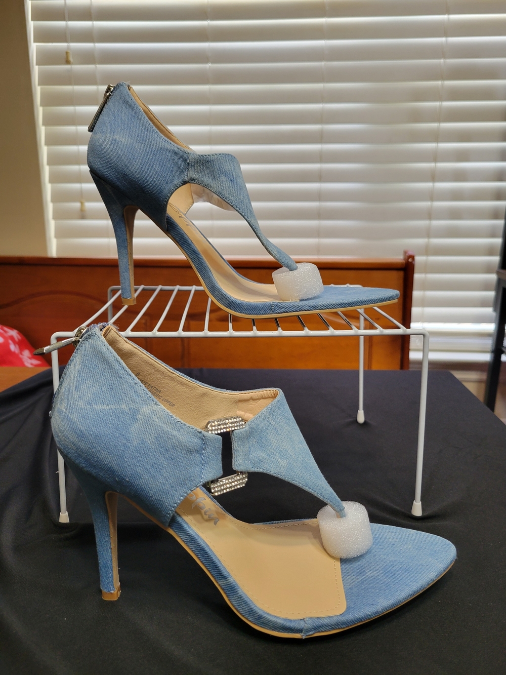 Cape Robbin Light Blue Denim Open-Toe High Heel Sandals